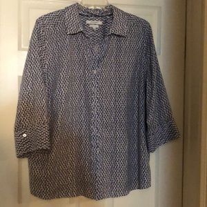 Blue and White Blouse